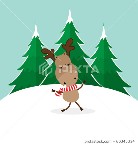 Cute reindeer. Christmas background. Christmas 60343354