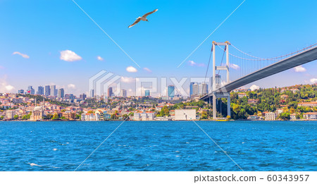 The Bosphorus Bridge and Besiktas with Ortakoy Mosque, Istanbul The Bosphorus Bridge and Besiktas with Ortakoy Mosque, Istanbul 60343957