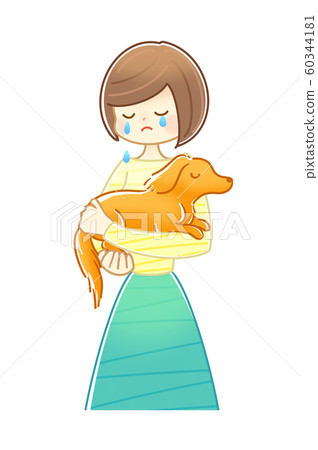 Pet hugging crying illustration 60344181
