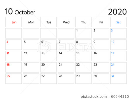 2020年10月的日曆從星期日開始 2020年10月的日曆從星期日開始 60344310