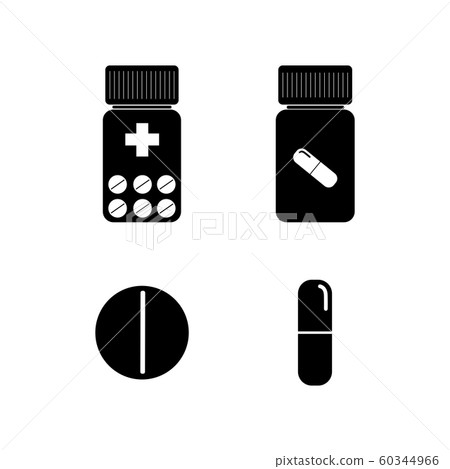 Black and white pills and medicine bottles Black and white pills and medicine bottles 60344966