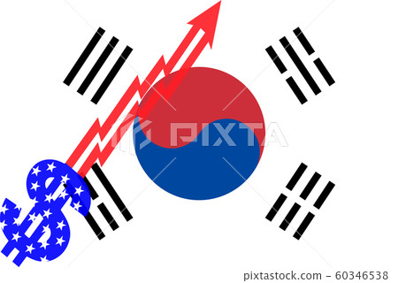 Flag Of South Korea And Dollar Sign Arrow Graph Going Up 60346538