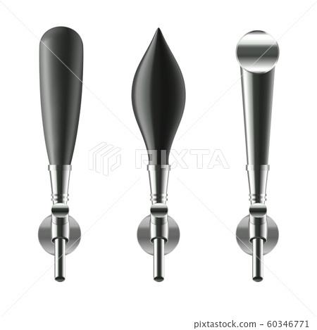 Realistic Detailed 3d Black Beer Taps Set. Vector 60346771