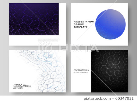 Vector layout of the presentation slides design business templates. Digital technology and big data concept with hexagons, connecting dots and lines, polygonal science medical background. Vector layout of the presentation slides design business templates. Digital technology and big data concept with hexagons, connecting dots and lines, polygonal science medical background. 60347031