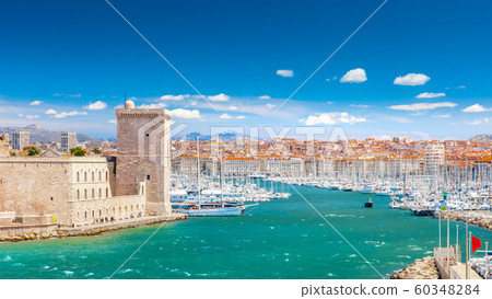 Saint Jean Castle and Cathedral de la Major and the Vieux port in Marseille, France 60348284