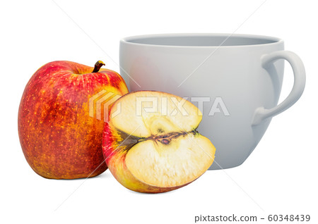 Warm apple drink with fresh apples, 3D rendering 60348439
