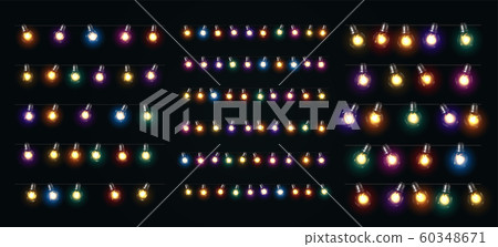 Christmas lights. Glow Xmas garlands of LED bulbs Christmas lights. Glow Xmas garlands of LED bulbs 60348671