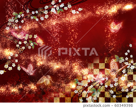 Japanese style butterfly glitter background red Japanese style butterfly glitter background red 60349398