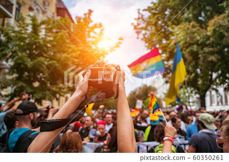Correspondent takes photo during the Gay Pride parade 60350261