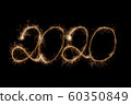 2020 inscription with sparklers . 60350849