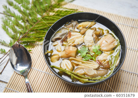 Mushroom soup bowl - Yellow wild mushroom or Mushroom soup bowl - Yellow wild mushroom or 60351679