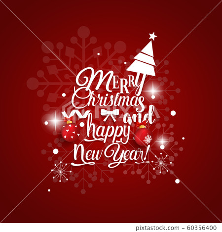 Christmas Greeting Card. Merry Christmas and Happy New Year lettering 60356400