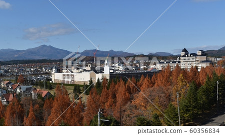 秋天的泉公園鎮和泉岳 照片素材 圖片 圖庫