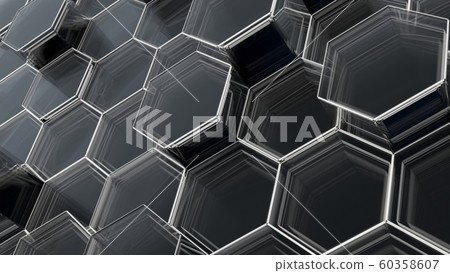 Abstract Glass Background of Hexagons. 3D illustration 60358607