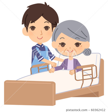 Nursing bed male senior woman - Stock Illustration [60362412] - PIXTA