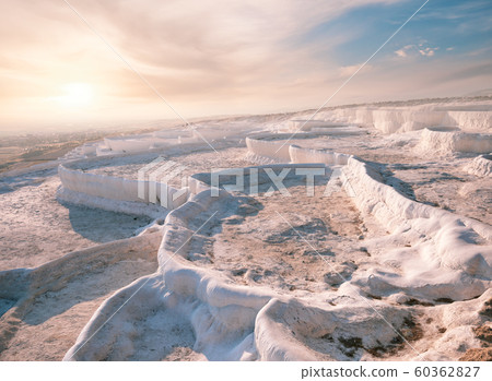 Travertine terraces without water in Pamukkale Travertine terraces without water in Pamukkale 60362827