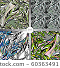 Leaves hand drawn vector seamless patterns. 60363491