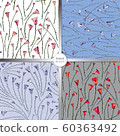 Roses flowers seamless patterns collection. Hand drawn floral backgrounds. 60363492