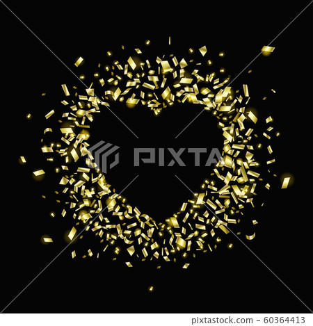 Gold pieces of foil in the shape of a heart - Stock Illustration ...