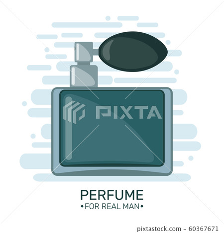 Vector Cute poster with male perfume bottle isolated on white background. Vector Cute poster with male perfume bottle isolated on white background. 60367671
