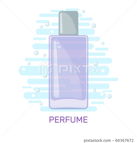 Vector Cute poster with purple perfume bottle isolated on white background. 60367672