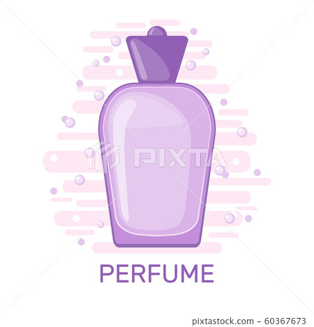 Vector Cute poster with purple perfume bottle isolated on white background. 60367673