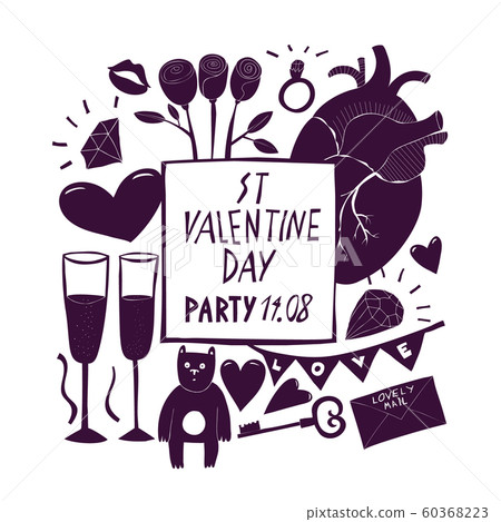 St Valentine Day Banner Template Vector Hand Stock Illustration
