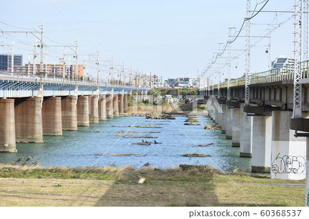 千里川橋 相模川大橋 東海道線 照片素材 圖片 圖庫