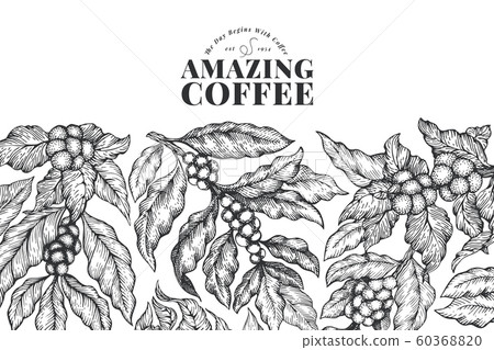 Coffee vector design template. Vintage coffee - Stock Illustration ...