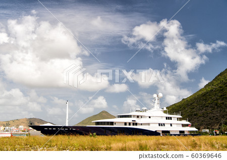luxury boat or ship at mountain 60369646