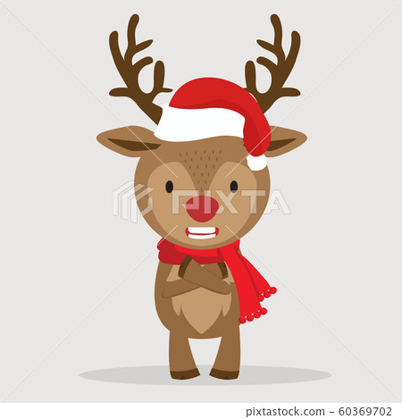 cartoon Cute deer with red hat vector cartoon Cute deer with red hat vector 60369702