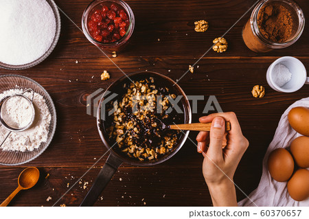 Top view process of making dough for homemade Top view process of making dough for homemade 60370657