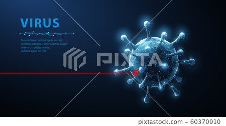 Virus. Abstract vector 3d viral microbe isolated on blue background. Allergy bacteria, medical healthcare, microbiology concept. 60370910