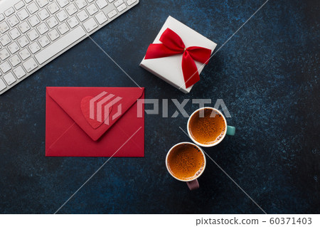 Valentine's day blank greeting card, coffee and gift Valentine's day blank greeting card, coffee and gift 60371403