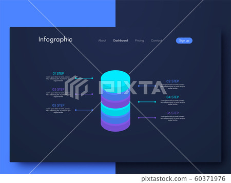 Vector graphics infographics with six options. 60371976