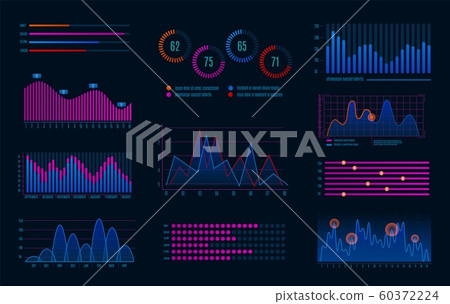 Hud infographics. Futuristic infographic diagram for interface, digital screen with hologram optional graphic and workflow charts vector set Hud infographics. Futuristic infographic diagram for interface, digital screen with hologram optional graphic and workflow charts vector set 60372224