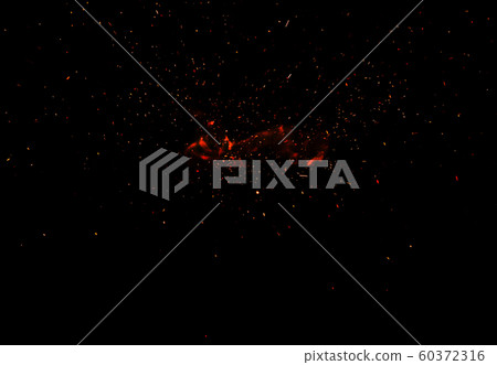 fire flames with sparks isolated on black 60372316