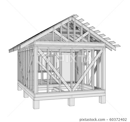 Download 3d Illustration Of A Small Frame House Stock Illustration 60372402 Pixta