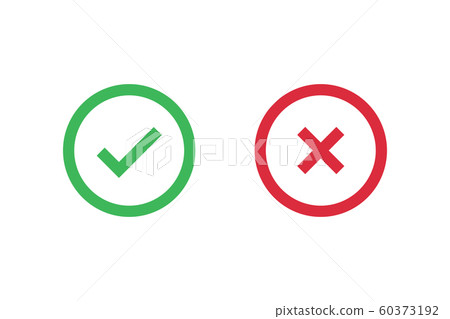 Checkmark X symbols on white isolated background. 60373192