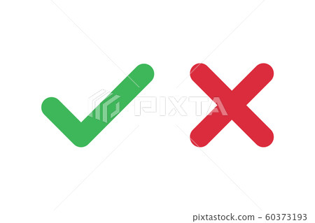 Checkmark X symbols on white isolated background. Checkmark X symbols on white isolated background. 60373193