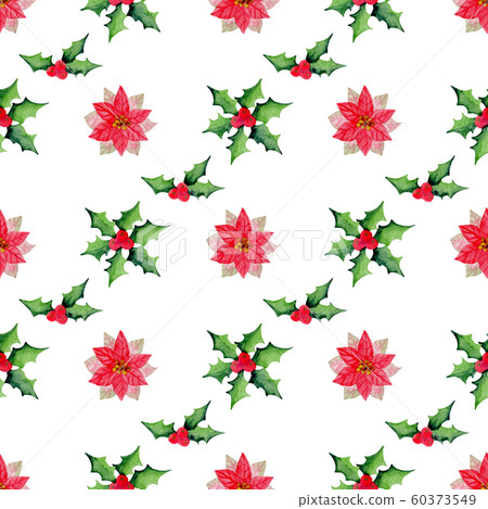Watercolor Christmas floral seamless pattern - Stock Illustration ...