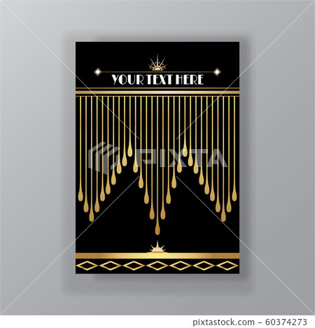 Art Deco template golden-black, A4 page, menu, 60374273
