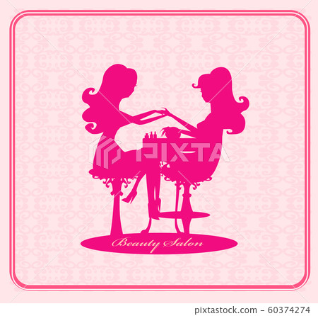 manicure in beauty salon, pink decorative card manicure in beauty salon, pink decorative card 60374274