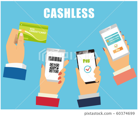Cashless smartphone Smartphone payment QR payment Cashless payment 60374699