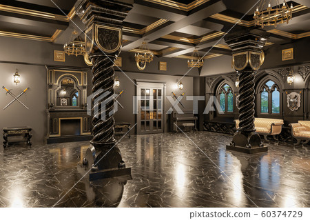 3d rendering of the hall in classical style - Stock Illustration ...