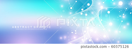 Big Genomic Data Visualization. DNA helix, DNA strand, DNA Test. CRISPR CAS9 - Genetic engineering. Molecule or atom, neurons. Abstract structure for Science or medical background, banner. Wave flow. Big Genomic Data Visualization. DNA helix, DNA strand, DNA Test. CRISPR CAS9 - Genetic engineering. Molecule or atom, neurons. Abstract structure for Science or medical background, banner. Wave flow. 60375126