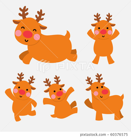 happy reindeer in action illustration set 60376575