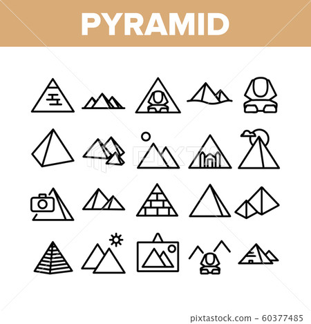 Pyramid Attraction Collection Icons Set Vector Pyramid Attraction Collection Icons Set Vector 60377485