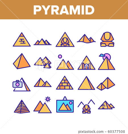 Pyramid Attraction Collection Icons Set Vector Pyramid Attraction Collection Icons Set Vector 60377508
