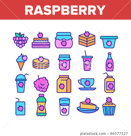 Raspberry Nutrition Collection Icons Set Vector Raspberry Nutrition Collection Icons Set Vector 60377527